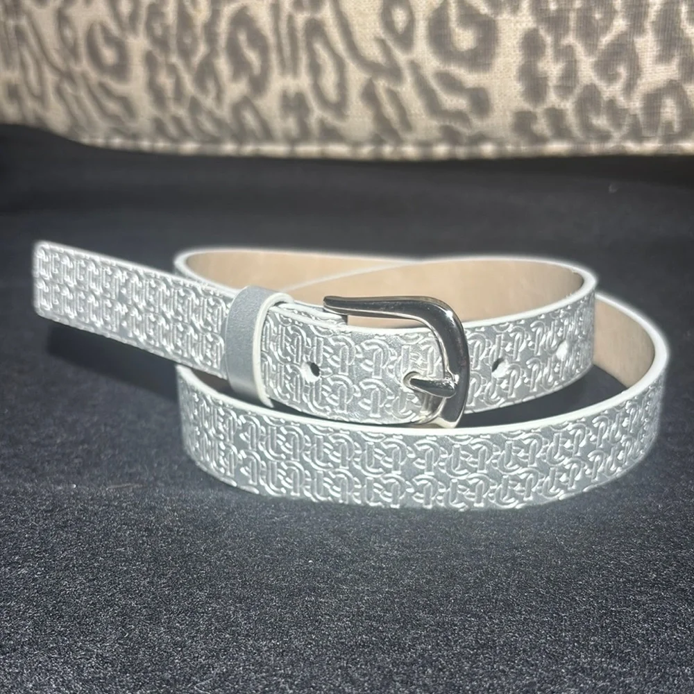 Juicy Couture black label Silver repeat logo embossed Patterned Women's Belt M